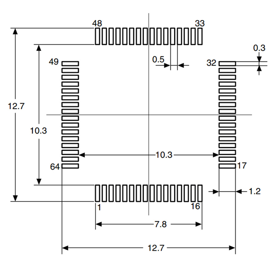 STM32F105RBT6 footprint